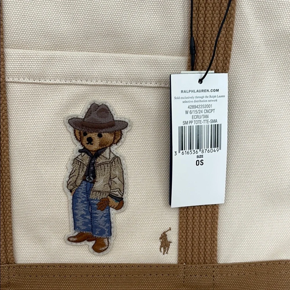 Ralph Lauren Cream Canvas Tote with Brown Trim - Picture 6 of 6